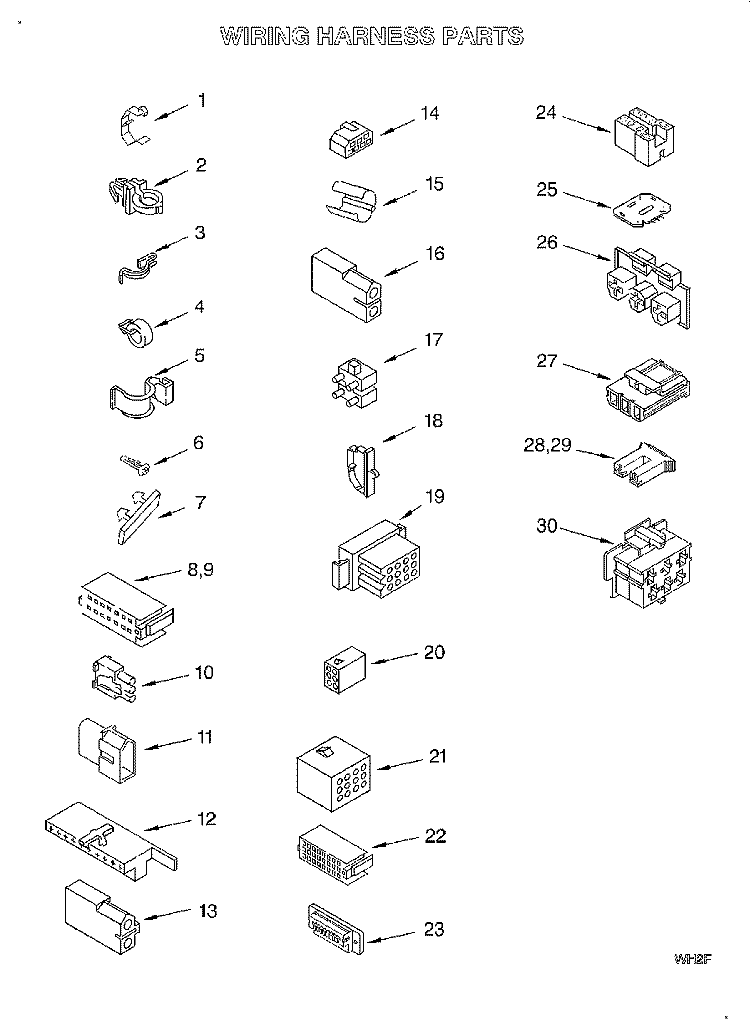 WIRING HARNESS Diagram and Parts List for RAB1121EW0  Roper Washer