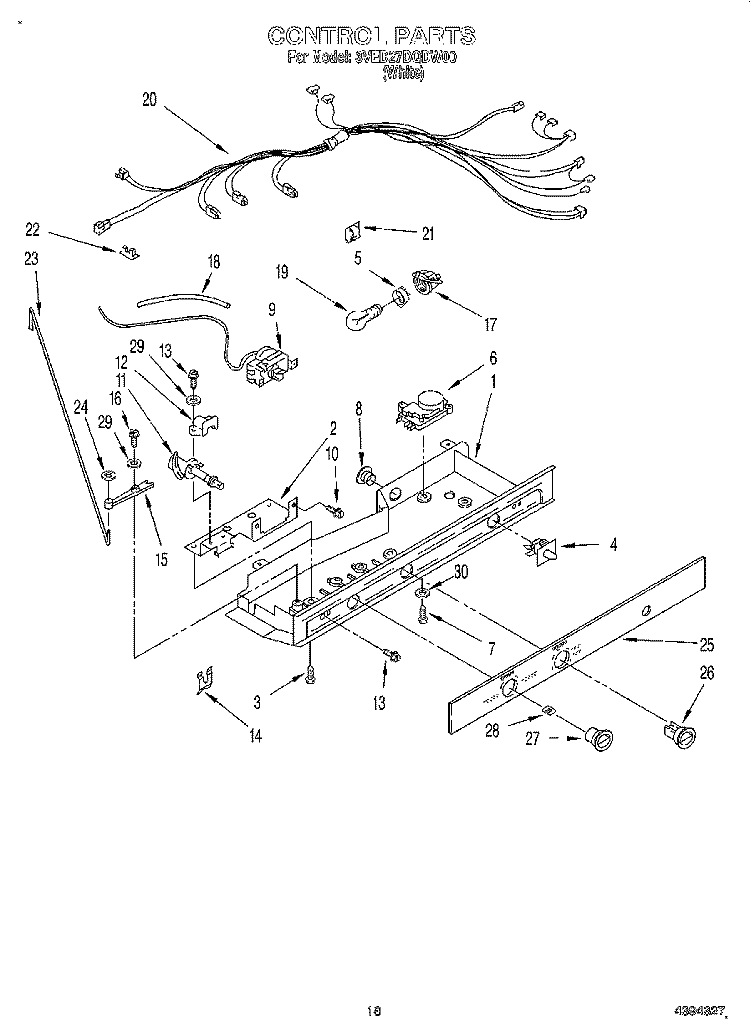 CONTROL Diagram and Parts List for 3VED27DQDW00  Whirlpool Refrigerator