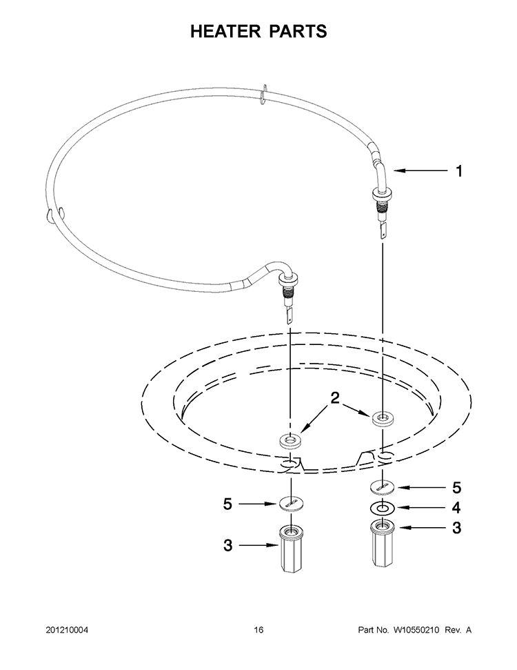 HEATER PARTS Diagram and Parts List for KUDS30IBBT1  KitchenAid Dishwasher