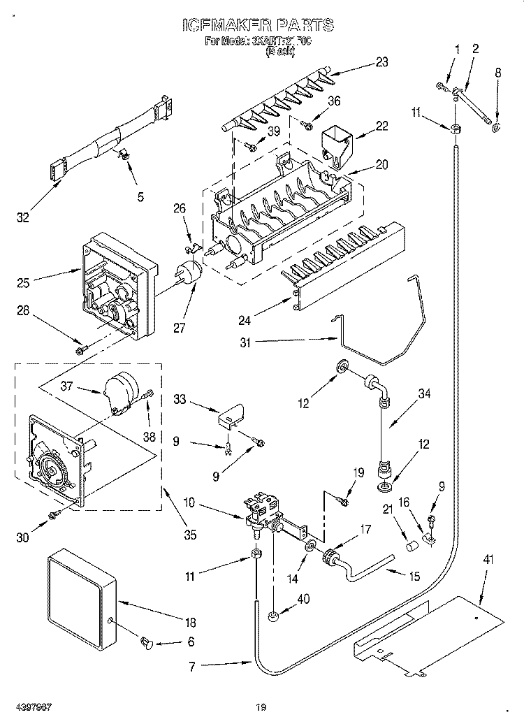 ICE MAKER, LIT/OPTIONAL Diagram and Parts List for 3XART721F00  Whirlpool Refrigerator