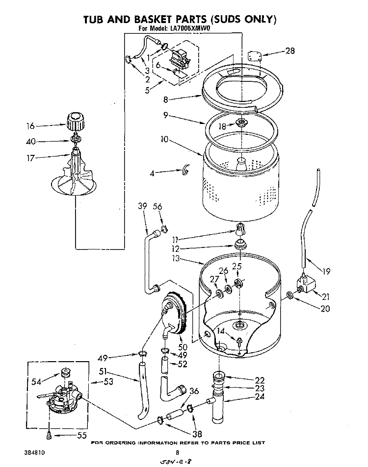 SUDS ONLY Diagram and Parts List for LA7005XMW0  Whirlpool Washer