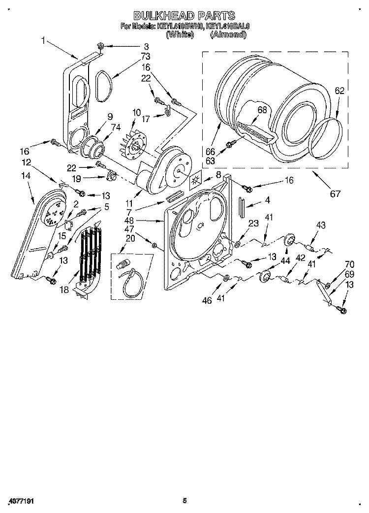 SECTION Diagram and Parts List for KEYL410BAL0  KitchenAid Dryer
