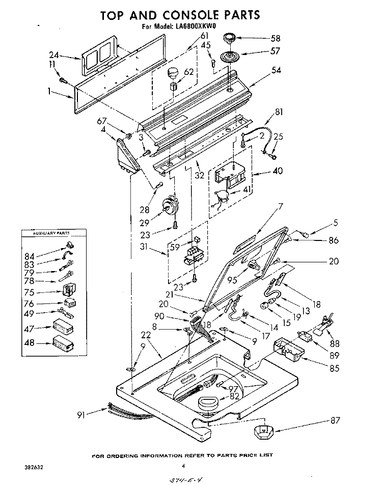 TOP AND CONSOLE Diagram and Parts List for LA6800XKW0  Whirlpool Washer