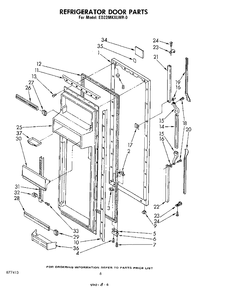 REFRIGERATOR DOOR Diagram and Parts List for ED22MKXLWR0  Whirlpool Refrigerator
