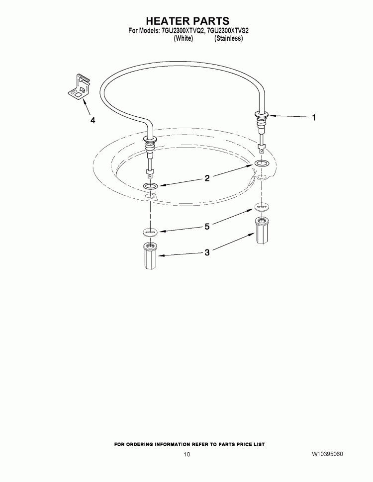 HEATER PARTS Diagram and Parts List for 7GU2300XTVS2  Whirlpool Dishwasher