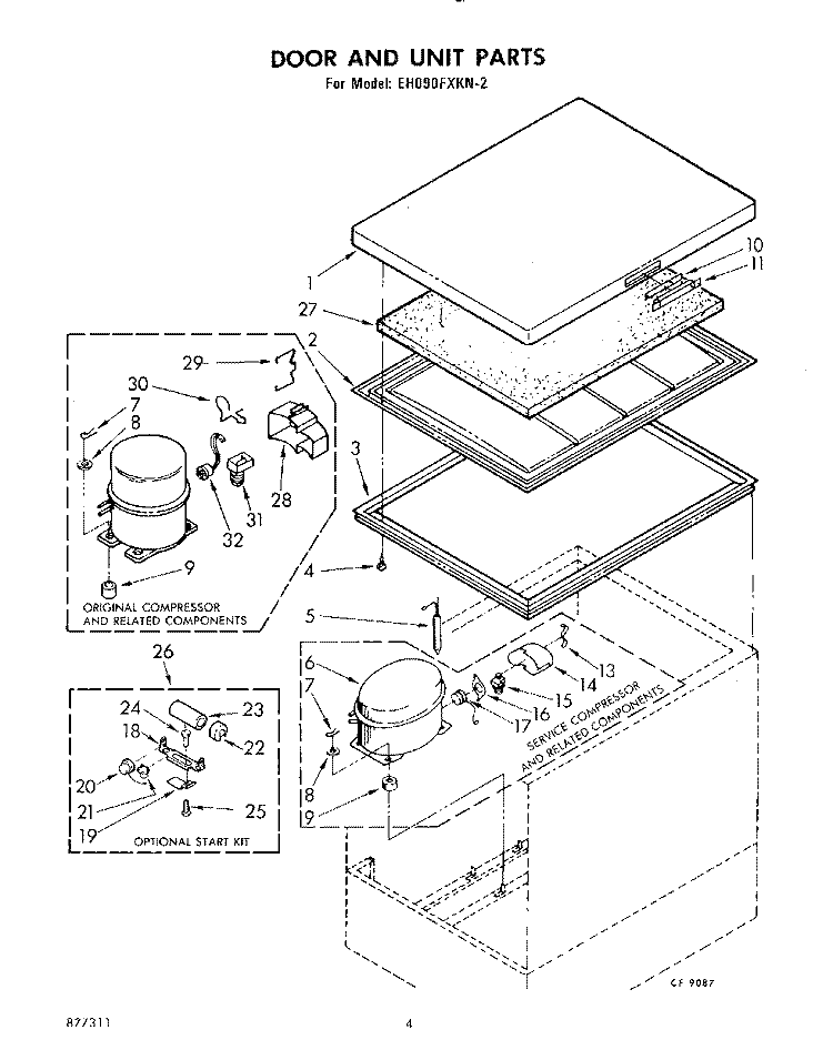 SECTION Diagram and Parts List for EH090FXKN2  Whirlpool Freezer