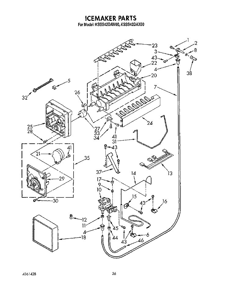 ICEMAKER, LIT/OPTIONAL Diagram and Parts List for KSSS42DAW00  KitchenAid Refrigerator