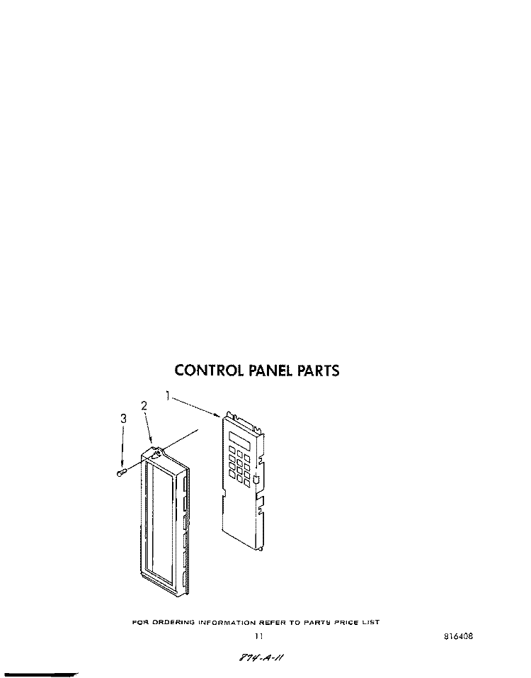 CONTROL PANEL Diagram and Parts List for RM778PXT0  Whirlpool Microwave Oven Combo