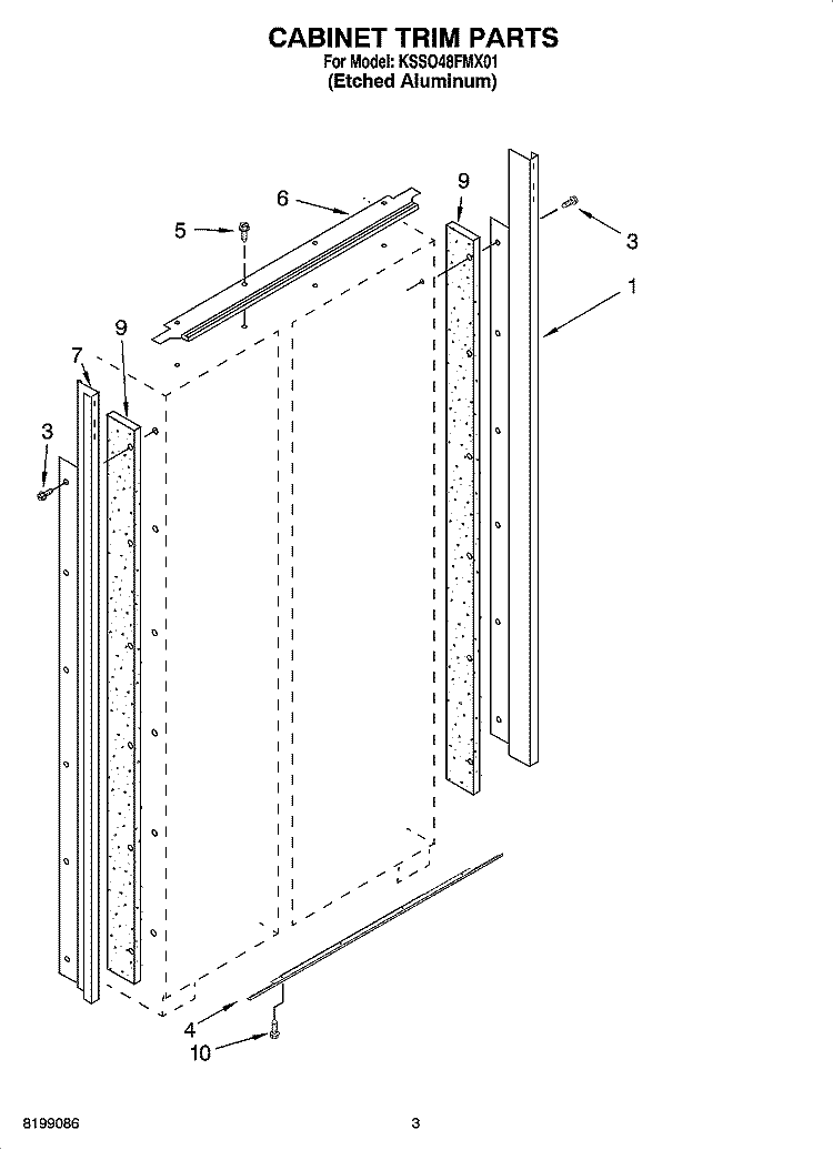 CABINET TRIM PARTS Diagram and Parts List for KSSO48FMX01  KitchenAid Refrigerator