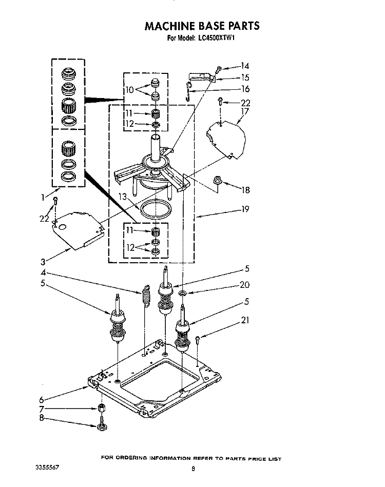 MACHINE BASE Diagram and Parts List for LC4500XTW1  Whirlpool Washer