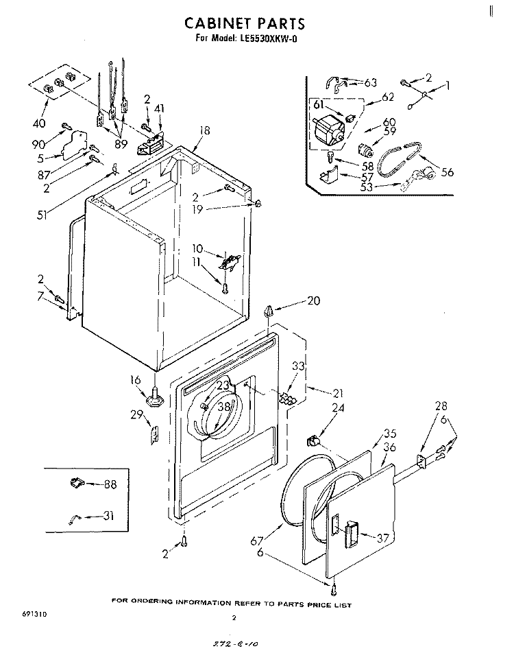 SECTION Diagram and Parts List for LE5530XKW0  Whirlpool Dryer