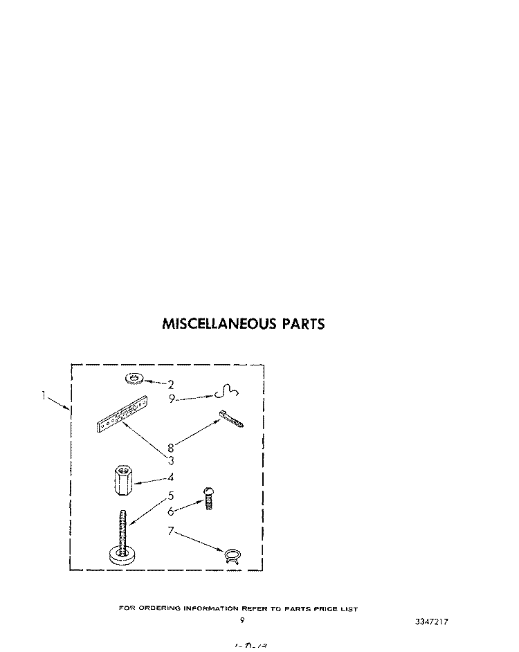 MISCELLANEOUS Diagram and Parts List for KAWE800SWH1  Whirlpool Washer