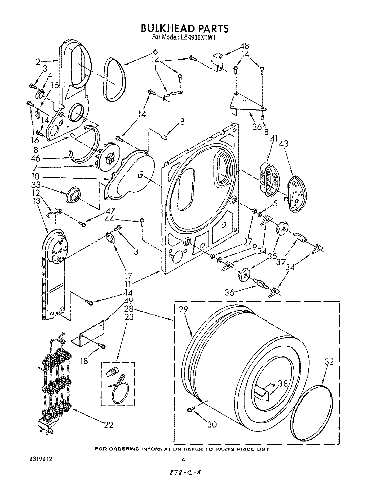 SECTION Diagram and Parts List for LE4930XTW1  Whirlpool Dryer