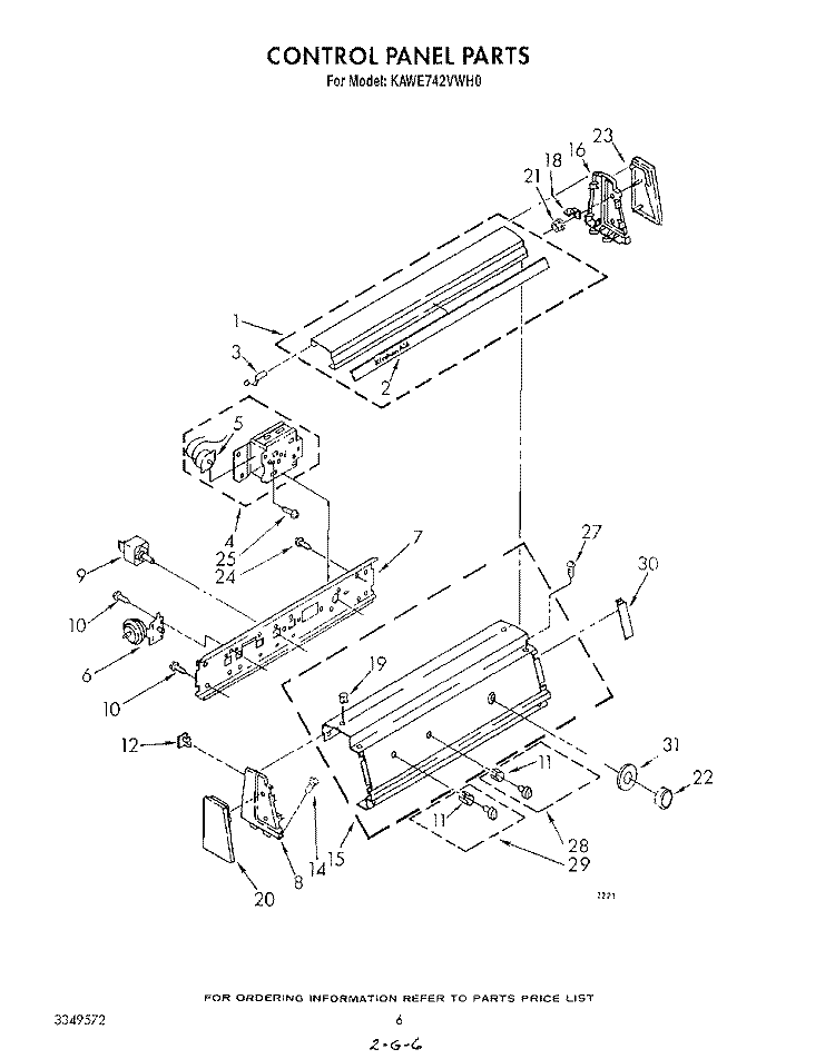 CONTROL PANEL Diagram and Parts List for KAWE742VWH0  KitchenAid Washer