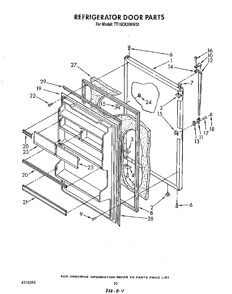 REFRIGERATOR DOOR , NOT ILLUSTRATED Diagram and Parts List for TT16CKXWW01  Whirlpool Refrigerator