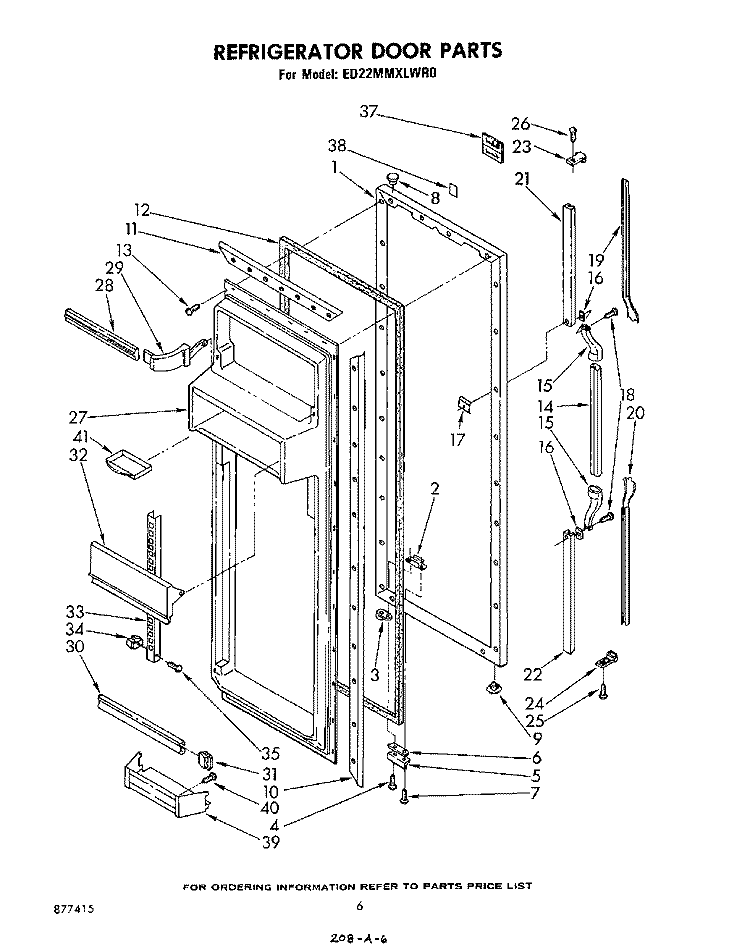 REFRIGERATOR DOOR Diagram and Parts List for ED22MMXLWR0  Whirlpool Refrigerator