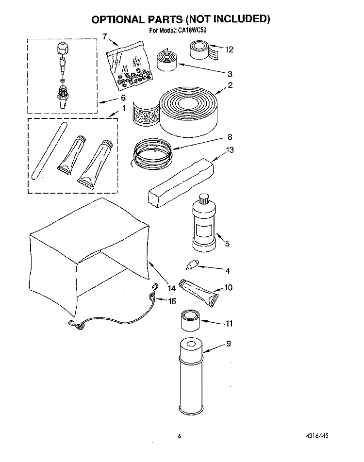 OPTIONAL Diagram and Parts List for CA18WC50  Crosley Air Conditioner