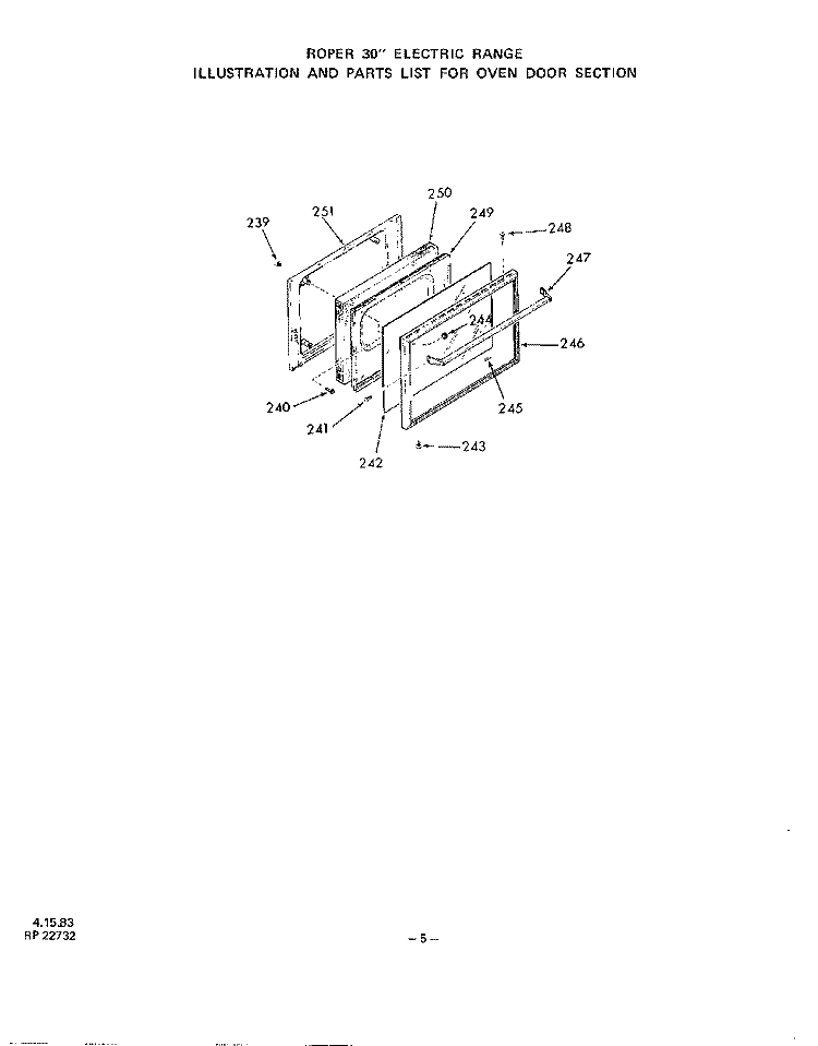 ROTISSERIE , GRIDDLE Diagram and Parts List for 2453W0A  Roper Range