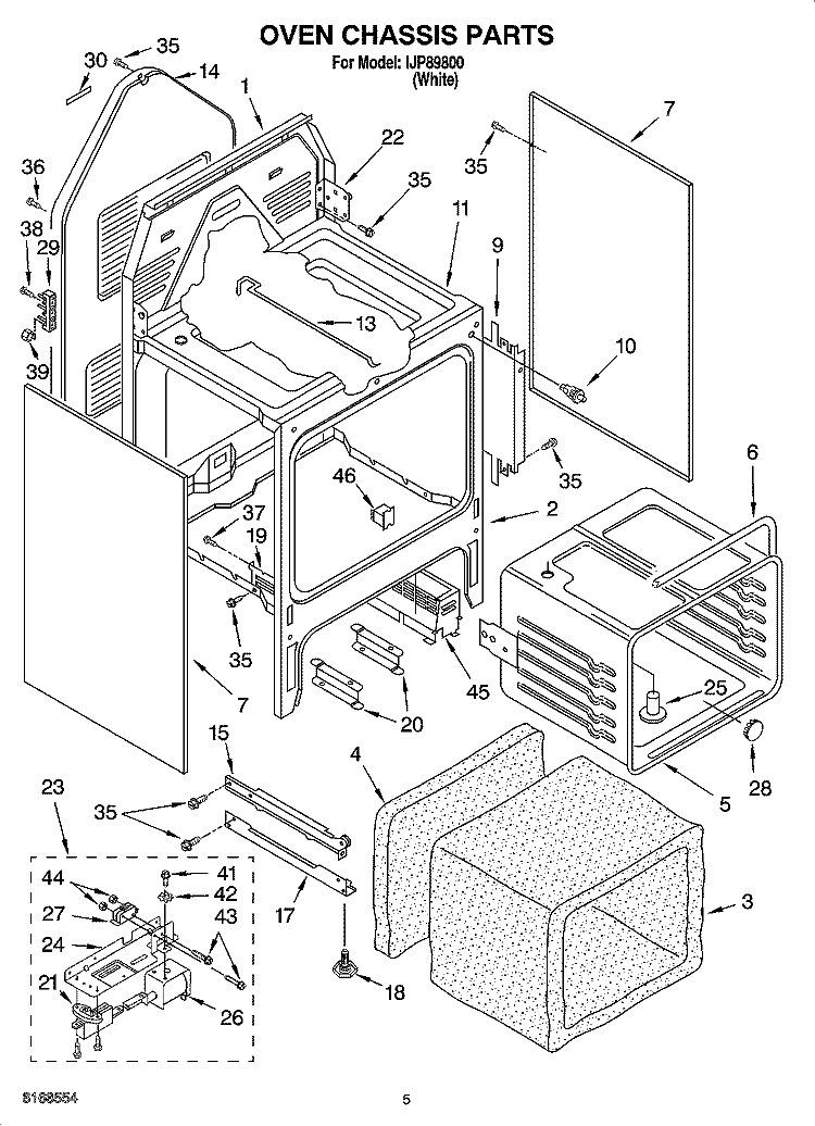 OVEN CHASSIS PARTS Diagram and Parts List for IJP89800  Inglis Range