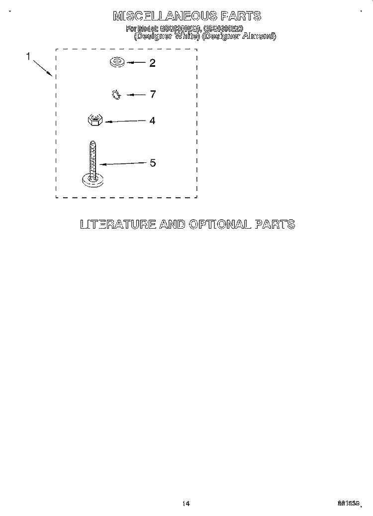 MISCELLANEOUS, LIT/OPTIONAL Diagram and Parts List for GSQ9300EQ0  Whirlpool Washer