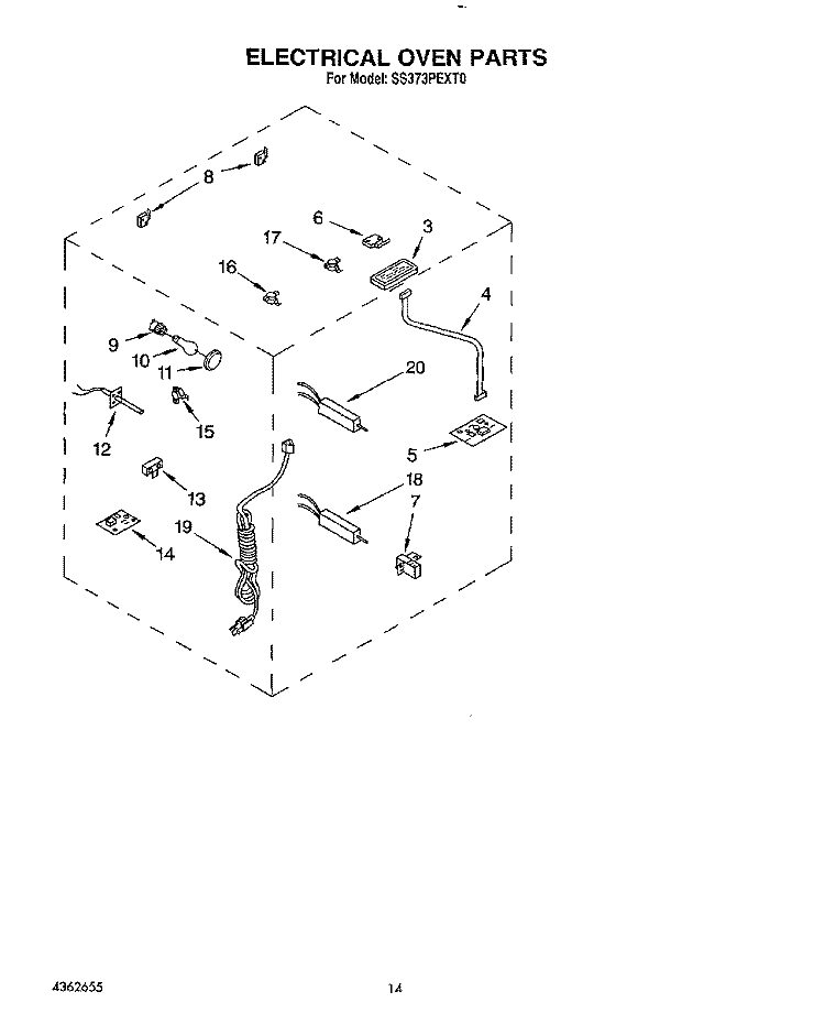 ELECTRICAL OVEN Diagram and Parts List for SS373PEXT0  Whirlpool Range
