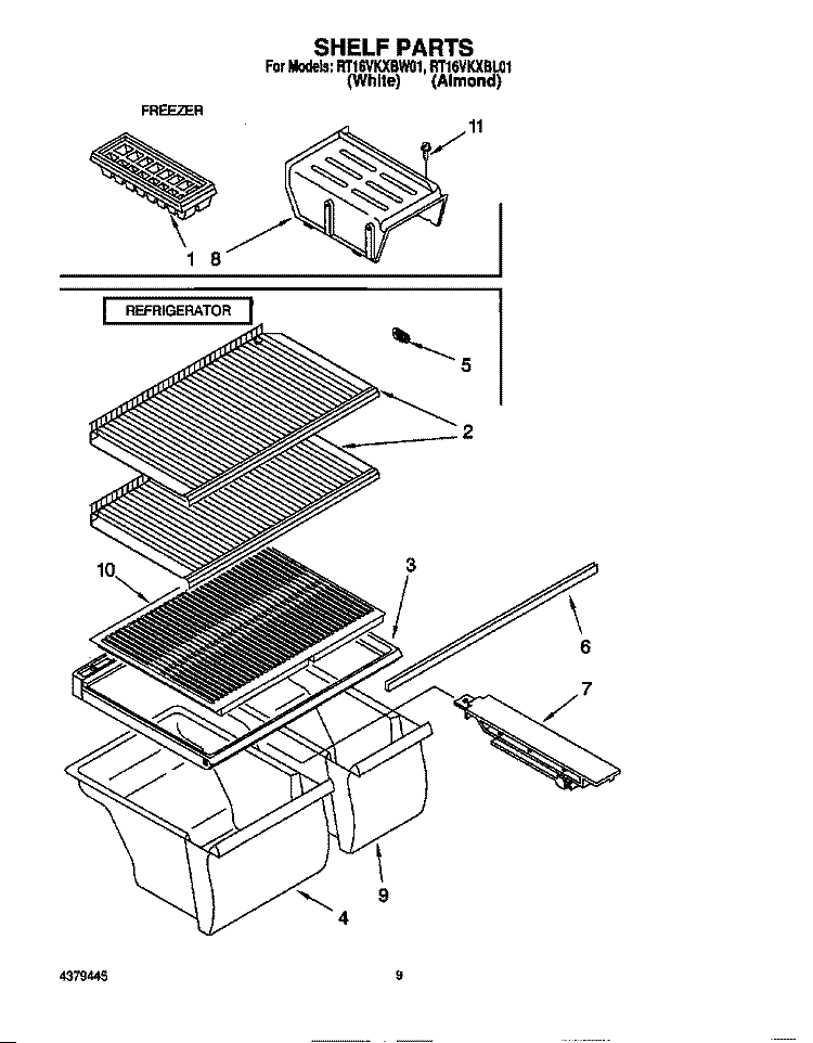 SHELF, LIT/OPTIONAL Diagram and Parts List for RT16VKXBL01  Roper Refrigerator