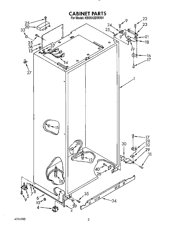 CABINET Diagram and Parts List for KSSS42DWX01  KitchenAid Refrigerator