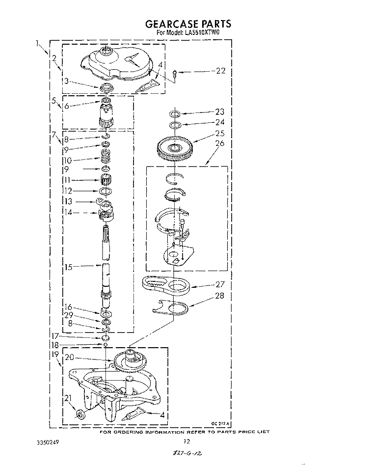 GEARCASE Diagram and Parts List for LA5510XTF0  Whirlpool Washer