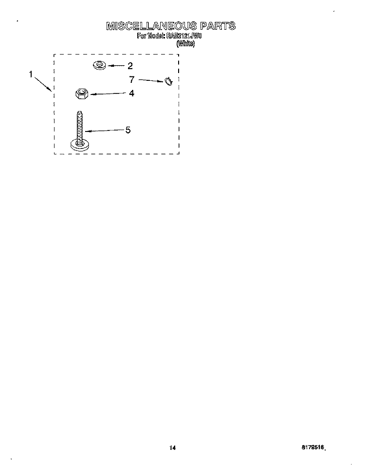 MISCELLANEOUS, OPTIONAL Diagram and Parts List for RAB2121JW0  Roper Washer
