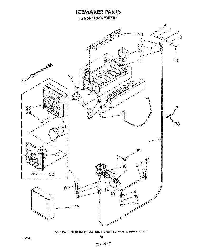 ICEMAKER Diagram and Parts List for ED26MMXRWR4  Whirlpool Refrigerator