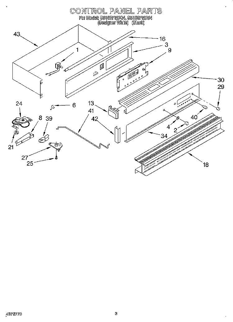 CONTROL PANEL Diagram and Parts List for SB160PEDQ4  Whirlpool Wall Oven