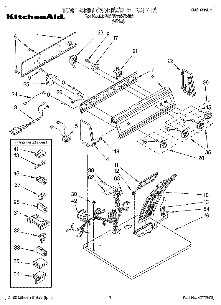 TOP AND CONSOLE, LIT/OPTIONAL Diagram and Parts List for KGYW770BWH2  KitchenAid Dryer