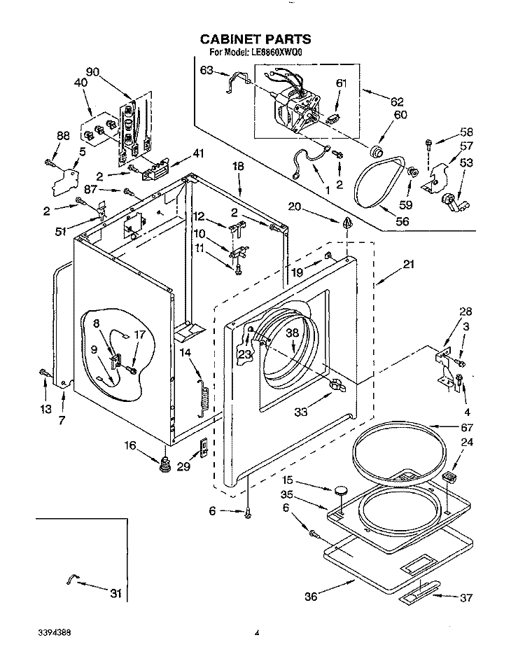 SECTION Diagram and Parts List for LE8860XWQ0  Whirlpool Dryer