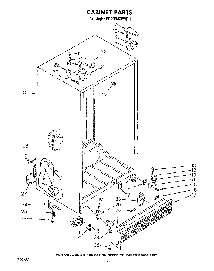CABINET Diagram and Parts List for ED22EMXPWR0  Whirlpool Refrigerator