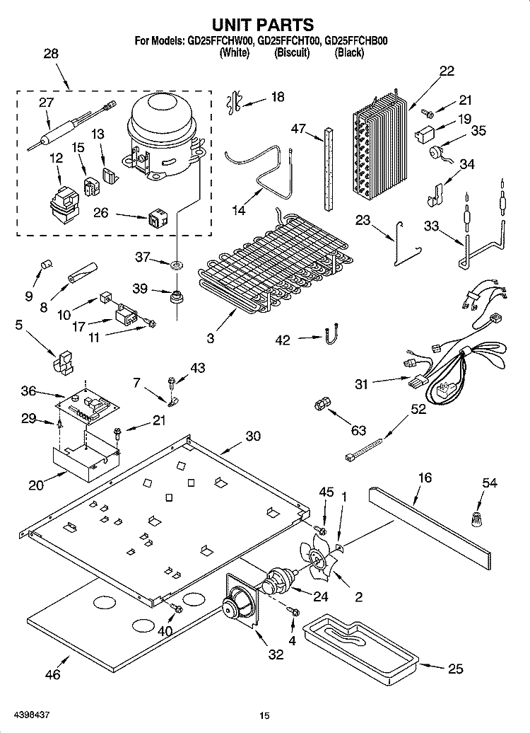 UNIT PARTS Diagram and Parts List for GD25FFCHT00  Whirlpool Refrigerator