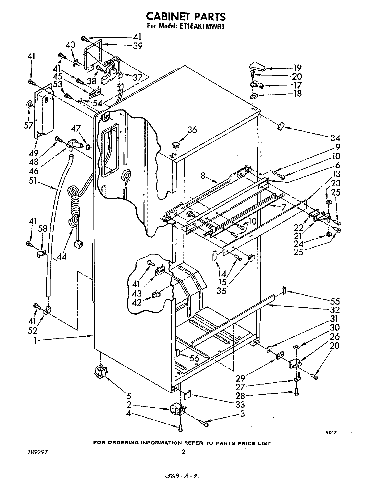 CABINET Diagram and Parts List for ET16AK1MWR1  Whirlpool Refrigerator