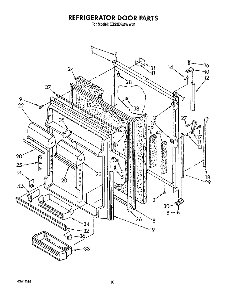 REFRIGERATOR DOOR Diagram and Parts List for EB22DKXWW01  Whirlpool Refrigerator