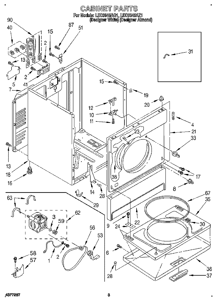 SECTION Diagram and Parts List for LEC6646AQ1  Whirlpool Dryer
