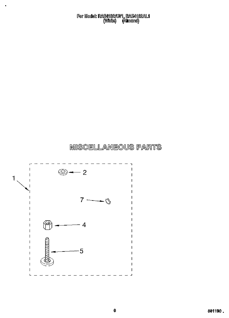 MISCELLANEOUS Diagram and Parts List for RAB4132AL1  Roper Washer