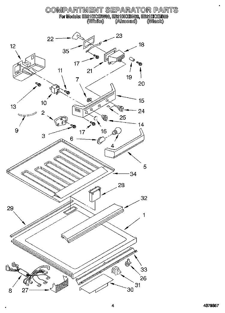 COMPARTMENT SEPARATOR Diagram and Parts List for EB21DKXBB00  Whirlpool Refrigerator