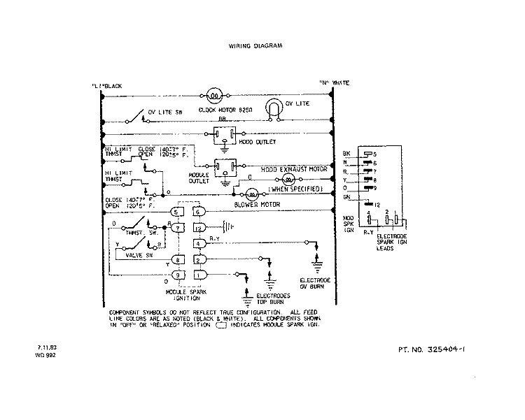 WIRING DIAGRAM Diagram and Parts List for 1743W0A  Roper Range