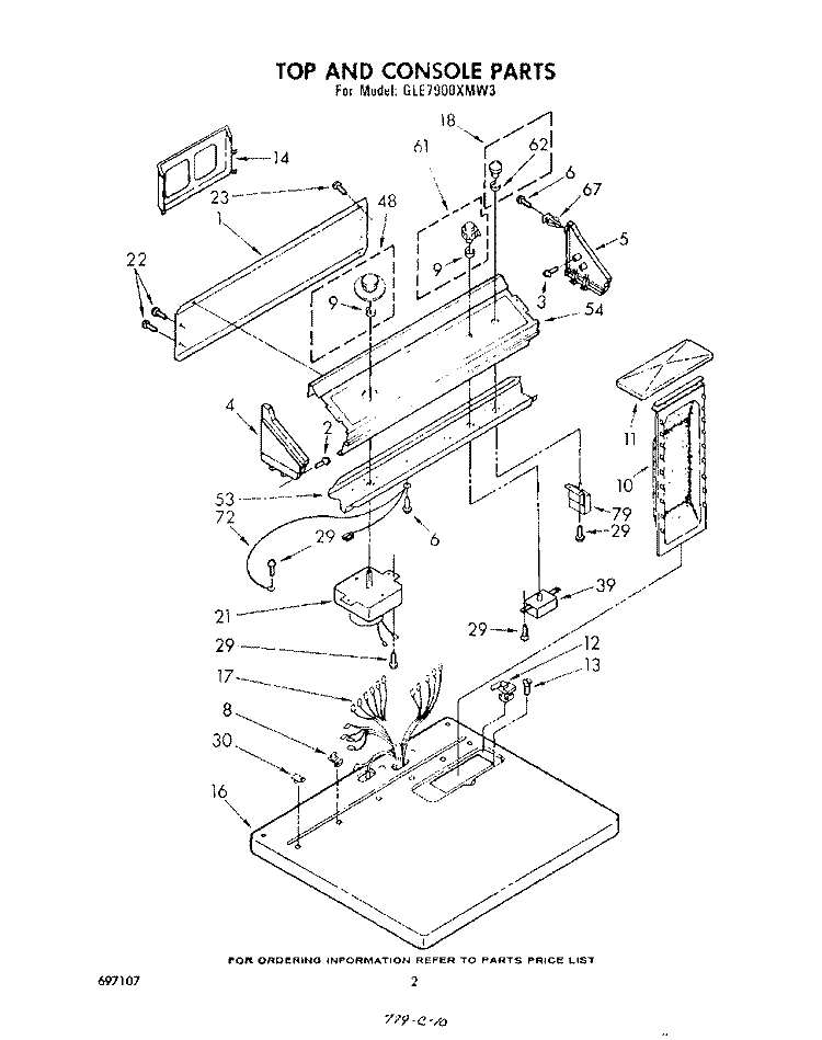 SECTION Diagram and Parts List for GLE7900XMW3  Whirlpool Dryer