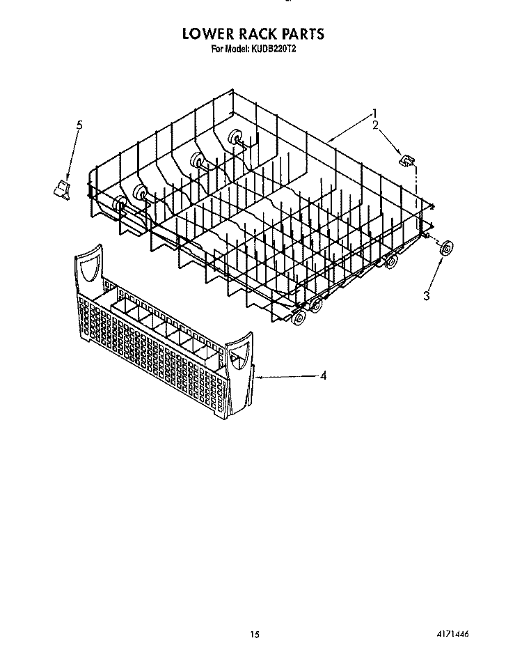 LOWER RACK Diagram and Parts List for KUDB220T2  KitchenAid Dishwasher