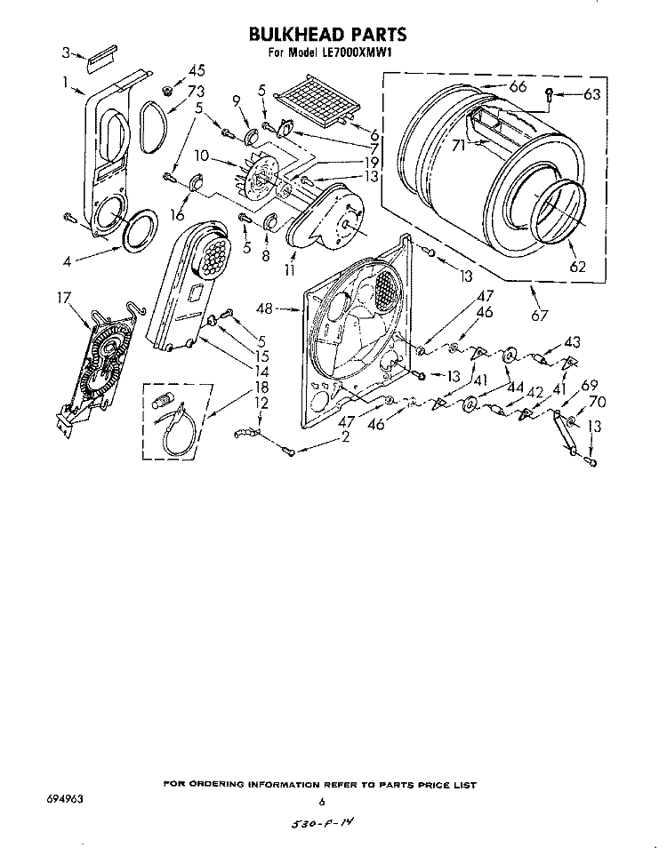 SECTION Diagram and Parts List for LE7000XMW1  Whirlpool Dryer