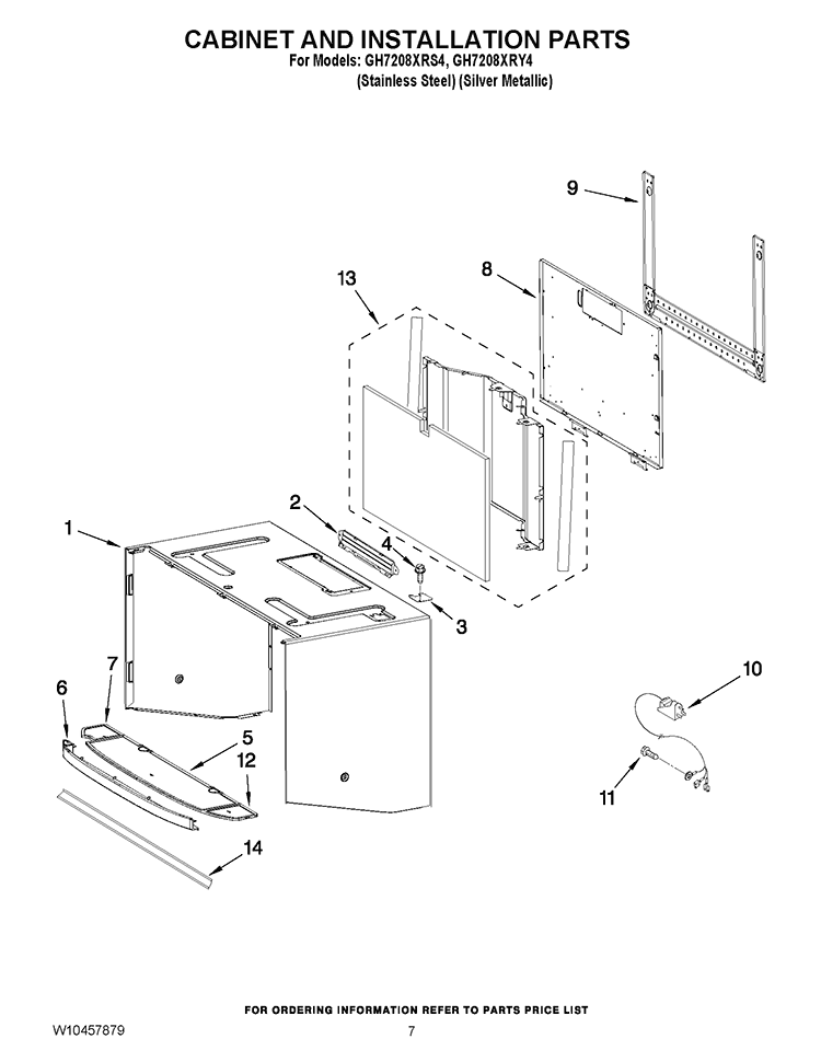 CABINET AND INSTALLATION PARTS Diagram and Parts List for GH7208XRY4  Whirlpool Microwave