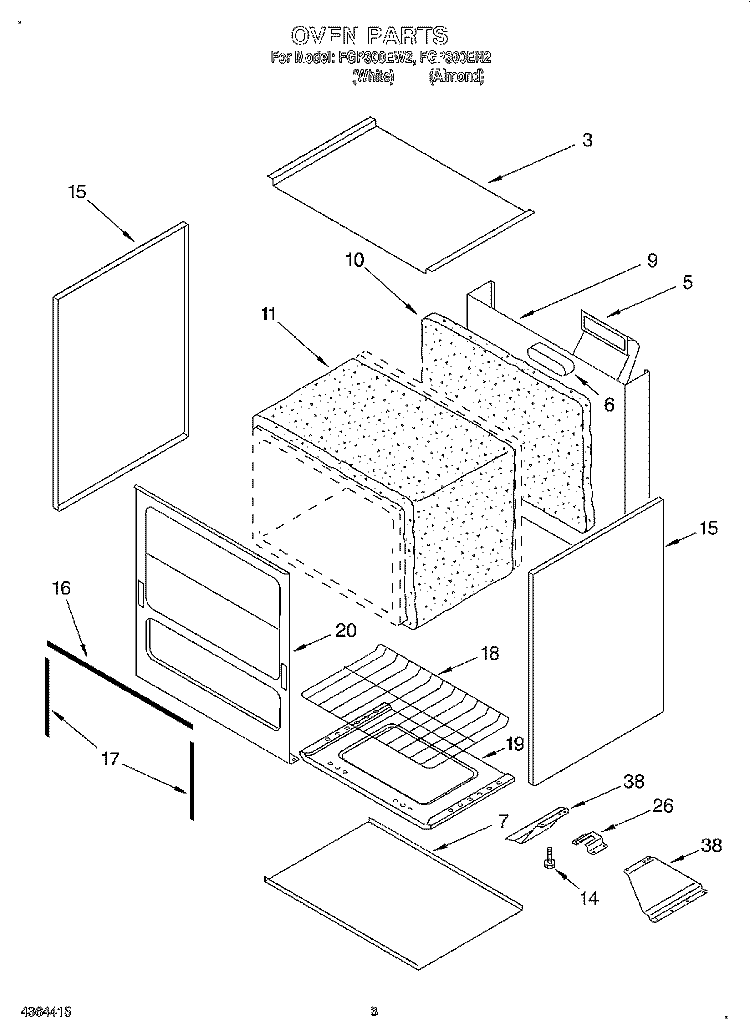OVEN Diagram and Parts List for FGP300EN2  Roper Range
