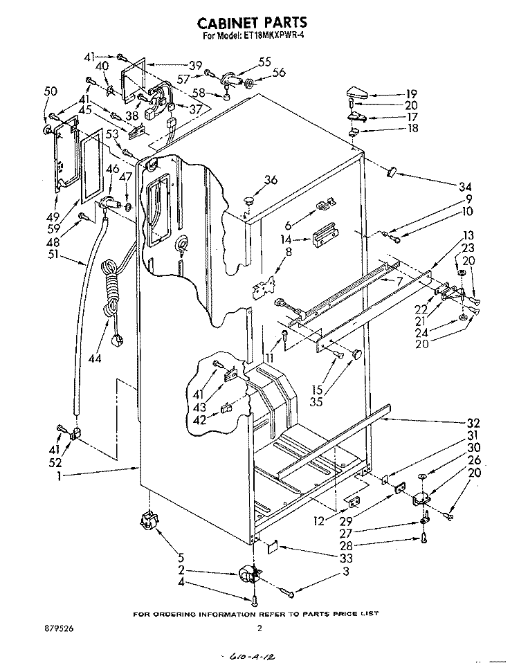 CABINET Diagram and Parts List for ET18MKXPWR4  Whirlpool Refrigerator