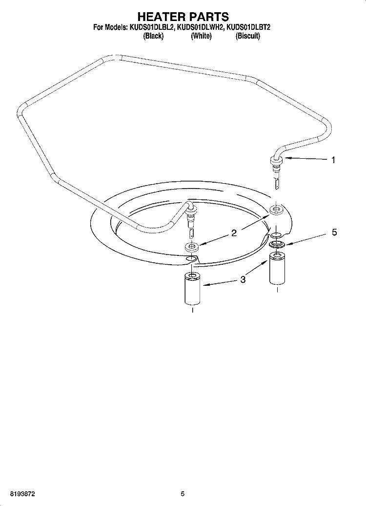 HEATER PARTS Diagram and Parts List for KUDS01DLBT2  KitchenAid Dishwasher