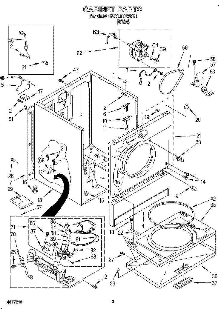 CABINET Diagram and Parts List for KGYL517BWH1  KitchenAid Dryer
