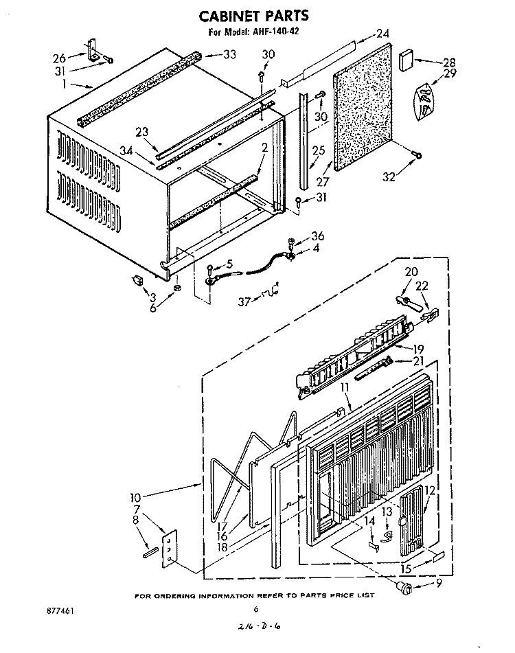 CABINET Diagram and Parts List for AHF14042  Whirlpool Air Conditioner